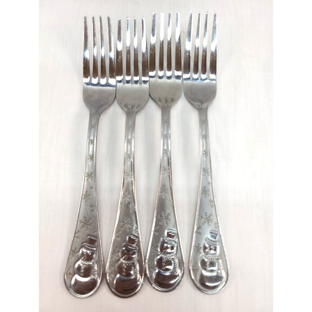 SNOWMAN FROST Cambridge Salad Fork 7" 18/0 Stainless Flatware  Christmas